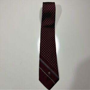 Etienne Aigner Adjustable Tie Men’s Burgundy White Logo No Content Tag VINTAGE